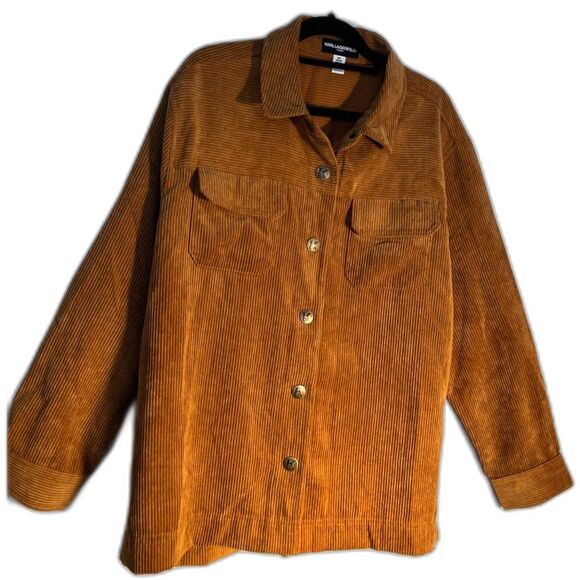 Karl Lagerfeld Women's Snap Closure Carmel Corduroy Shacket SZ M - Picture 2 of 7